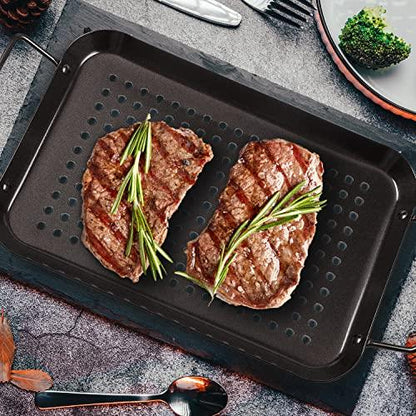 GOOD HELPER 10in Grill Baskets for Outdoor Grill Vegetable Grill Basket Cast Iron Grill Pan Grill Prep Trays Grilling Basket Non Stick Grill Pan BBQ Grill Basket Grilling BBQ Tray(Small) - CookCave