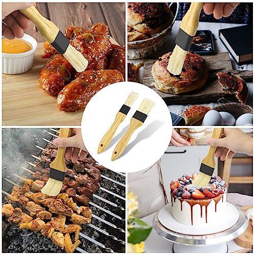 Pastry Basting Brushes, 2PCS Oil Brushes Boar Bristle Brushes BBQ Brushes for Sauce BBQ Basting Brush Kitchen Brush for Oil Egg Spread Marinade Sauce, Black (2 Specifications) - CookCave