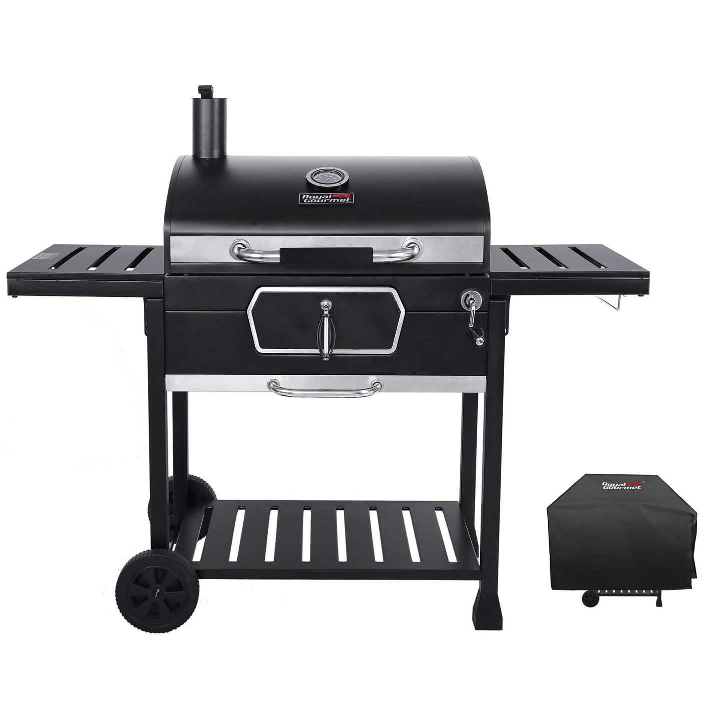Royal Gourmet CD2030AC Deluxe 30-Inch Large Charcoal Grill with Cover, Charcoal BBQ Grill for Picnic Camping Patio Backyard Cooking and Grill Cover, Black - CookCave