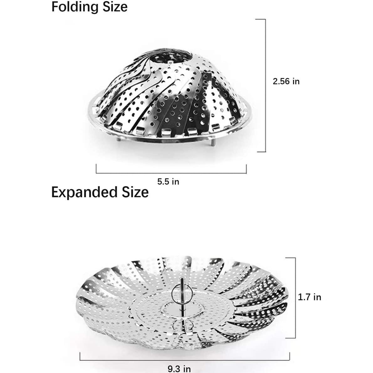 Vegetable Steamer Basket Premium Stainless Steel - Folding Collapsible Rust-Free for Easy Storage and Stay Fresh-Adjustable To Different Pots & Pans - CookCave