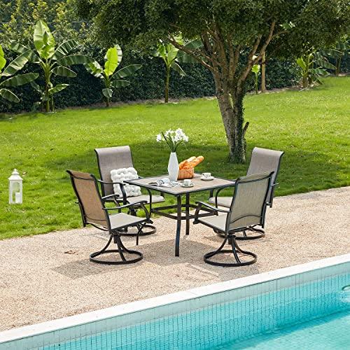 VICLLAX Patio Swivel Dining Chairs Set of 2, Outdoor Furniture Textilene Mesh Fabric Outdoor Chairs with Armrest for Front Porch Patio Lawn Backyard, Black Frame - CookCave