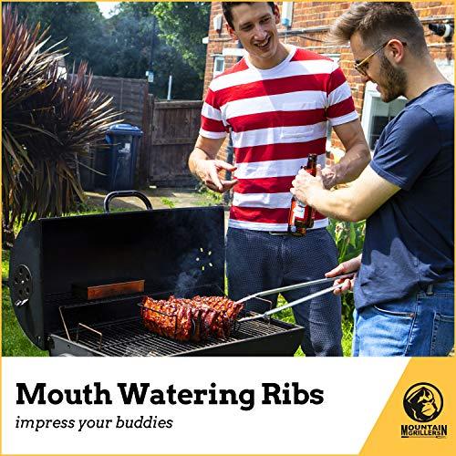 MOUNTAIN GRILLERS BBQ Rib Racks for Smoking, Gas Smoker or Charcoal Grill, Sturdy & Non Stick Standing for gas grill, bbq grill, Holds Up to 5 Baby Back Ribs, Grilling & Barbecue Gifts for Men Black - CookCave