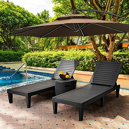 YITAHOME Chaise Outdoor Lounge Chairs with Adjustable Backrest, Multi-Functional Patio Loungers Easy Assembly & Lightweight, Waterproof Poolside Chaise Lounge with 265lbs Capacity - Black - CookCave