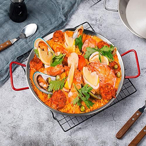 Lyellfe 2 Pack Stainless Steel Paella Pan, 12-1/2 Inch Paella Pan with Double Handles, Nonstick Flying Pans for Camping and Gathering, Oven and Induction Safe, 32cm - CookCave