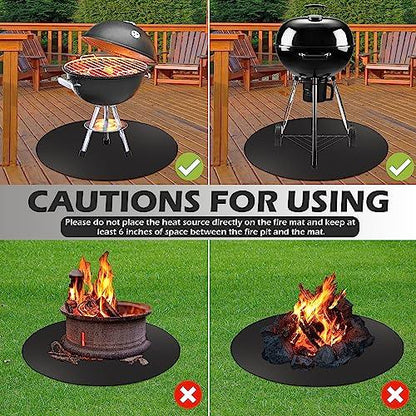 Fire Pit Mat | 48 Inches Round Fireproof Mats for Under Grill | 3 Layers Grill Mats Pads to Protect Your Outdoor Decks and Patios Surfaces | Durable and Portable Fire Pit Mats for BBQ - CookCave
