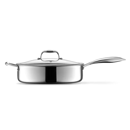 HexClad Hybrid Nonstick 5.5 Qt Deep Sauté Pan and Lid, Dishwasher and Oven-Safe, Induction Ready, Compatible with All Cooktops… - CookCave