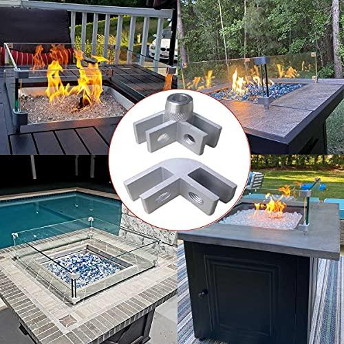 DIY Glass Flame Wind Guard Kit, 8pcs Flame Wind Fire Pit Flame Guard Parts Glass Corner Hardware Connector for Thickness 5/16 inch Glass Aluminum Alloy Non-Slip Bases for Square Glass Wind Guard - CookCave