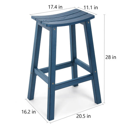 Stoog All-Weather Bar Stools Set of 2, 28" Height Outdoor Bar Stools with 400 lbs Weight Capacity, Low Maintenance, for Patio, Deck, Kitchen Counter, and Garden, Blue - CookCave