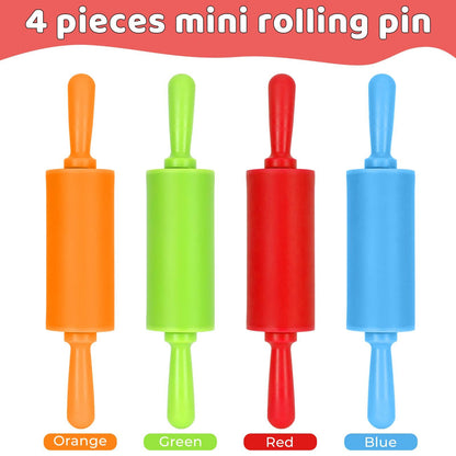 Faxco 4 Pack Mini Rolling Pin for Kids, 9 Inch Plastic Handle Rolling Pin Non-Stick Silicone Rolling Pins for Children Cake Baking - CookCave