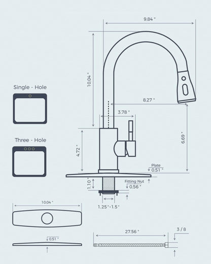 FORIOUS Black Kitchen Faucet, 304 Stainless Steel Kitchen Faucet with Pull Down Sprayer, Commercial Utility Pull Out Sink Faucet, Single Handle High Arc Kitchen Sink Faucets for RV, Laundry, Bar - CookCave