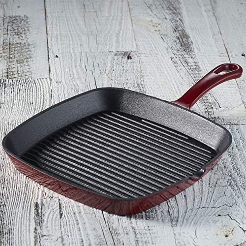Cuisinart CI30-23CR Chef's Classic Enameled Cast Iron 9-1/4-Inch Square Grill Pan, Cardinal Red - CookCave