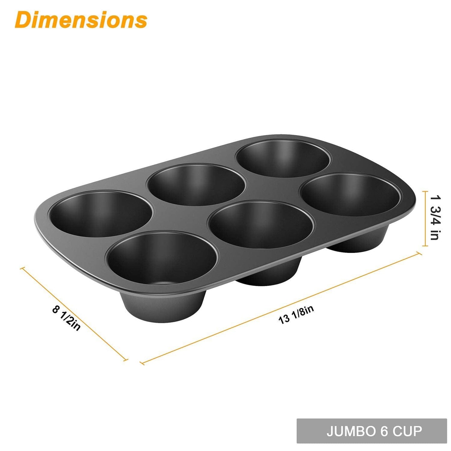 Tiawudi 3 Pack Nonstick Muffin Pan, Carbon Steel Cupcake Pan, Easy to Clean and Perfect for Making Muffins or Cupcakes, 6 Cup Jumbo - CookCave