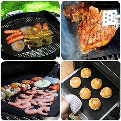 GQC BBQ Grill Mat, Non-Stick Grill Cooking Mat Teflon Reusable Barbecue Baking Mats, Heavy Duty,Easy to Clean - Works on Electric Grill Gas Charcoal BBQ (6X(33X40) cm) - CookCave