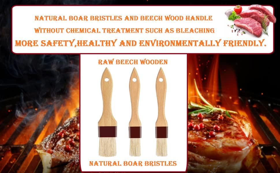 Basting Brush-Pastry Brush,Oil Brush for Cooking,Boar Bristles BBQ Brushes for Grill,Beech Wooden Handle Food Brush for Baking/Spreading Marinade/Sauce/Butter/Egg/Kitchen Baster Brushes(1.5 1 inch) - CookCave