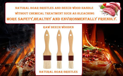 Basting Brush-Pastry Brush,Oil Brush for Cooking,Boar Bristles BBQ Brushes for Grill,Beech Wooden Handle Food Brush for Baking/Spreading Marinade/Sauce/Butter/Egg/Kitchen Baster Brushes(1.5 1 inch) - CookCave