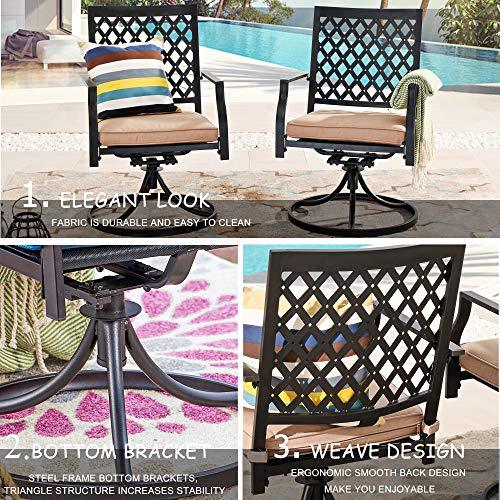 LOKATSE HOME Patio Swivel Rocker Furniture Metal Outdoor Dining Chairs with Cushion Set of 2 - CookCave