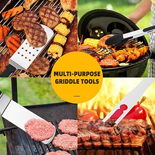 AIKWI Blackstone Griddle Accessories Tool Kit, (8 Pieces) Flat Top Grill Professional Grade Set, with Spatulas, Fork, Tong, Chopper, Bottles & Carry Bag, Perfect for Outdoor BBQ, Indoor Cooking - CookCave