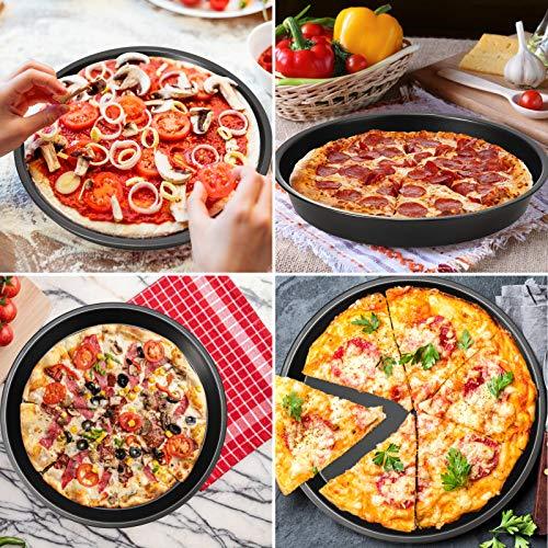 Senhuok Pizza Pan 3 Pack Round Pizza Board Carbon Steel Pizza Baking Pan Non-Stick Cake Pizza Crisper Server Tray Stand Pizza Stones Tools for Home Kitchen Oven Restaurant Bakeware Pizza Pan Sets - CookCave
