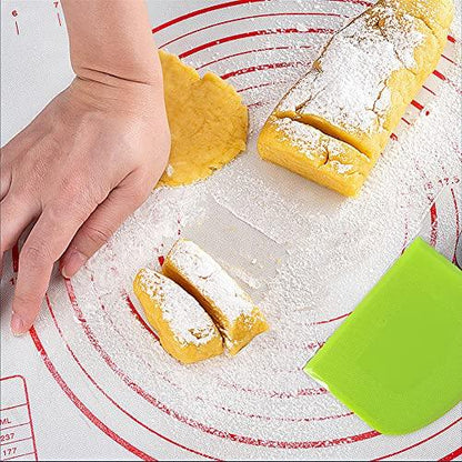 ALLTOP Bowl Spatula & Bench Scraper,Flexible Plastic Multipurpose Kitchen Pastry Cutter Tool,Food Scrappers for Bread Dough Baking Cake Fondant Icing,Set of 2 Pieces - White,Green - CookCave