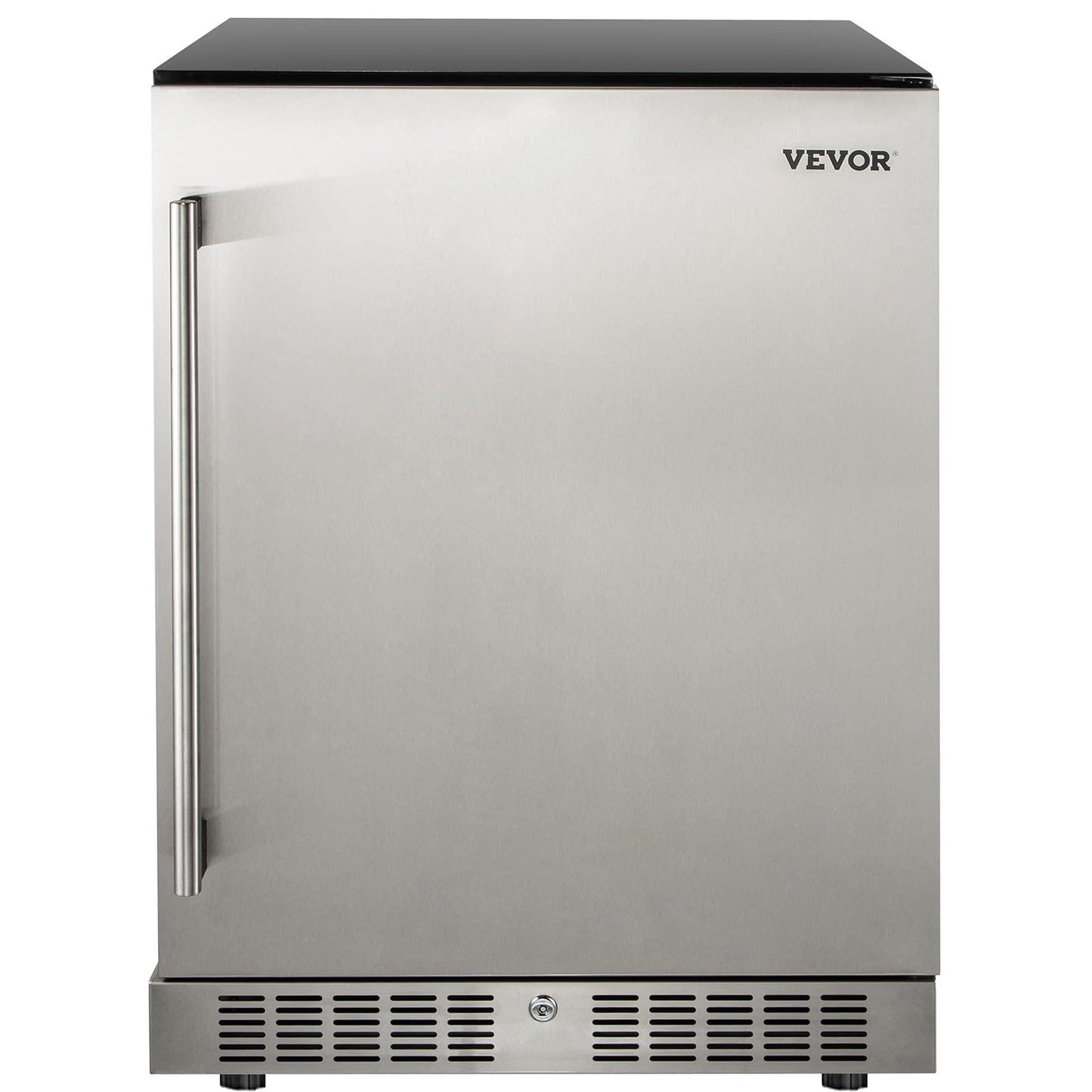 VEVOR 24'' Built-in Beverage Cooler, 5.3 cu.ft. Stainless Steel Beverage Refrigerator w/Embraco Compressor, 142 Can Beer Fridge for Home Bar Office Outdoor Indoor Use, 150L, Black & Silver - CookCave