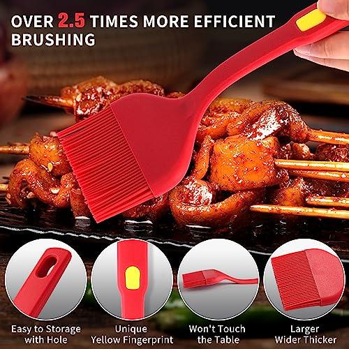 ESSBES Extra Large Silicone Pastry Brush - Heat Resistant Extra Wide Basting Brush - Dishwasher Safe Oil Brush for Cooking, Baking, Grilling, Spreading Oil, Butter, BBQ Sauce or Marinade (Red Yellow) - CookCave