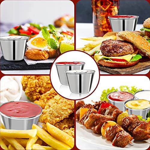 DJZZ 50 Pcs Metal Sauce Cups 2.5oz Ramekins, Stainless Steel Dipping Sauce Cups Metal Condiment Container Reusable Round Butter Dressing Sauce Cups Restaurant Small Bowls - CookCave