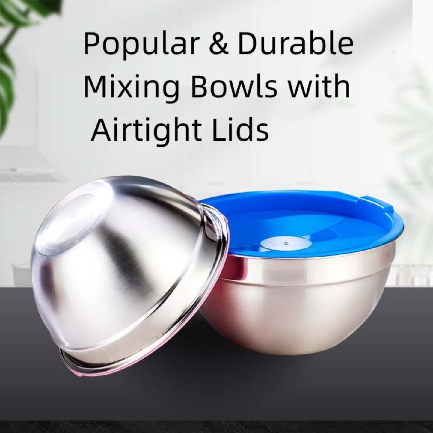 Mixing Bowls with Airtight Lids, 23PCS Large Stainless Steel Mixing Bowl Set & 400ML Measuring Cups & Baking Tools, Kitchen Utensils Metal Nesting Bowl 7/6/4.5/3.5/2.5QT for Prepping Cooking Serving - CookCave