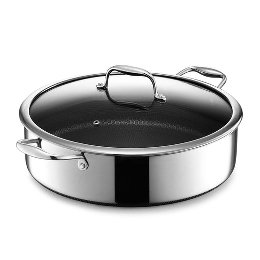 HexClad Hybrid Nonstick Sauté Pan and Lid, Chicken Fryer, 7-Quart, Dishwasher and Oven-Safe, Compatible with All Cooktops… - CookCave