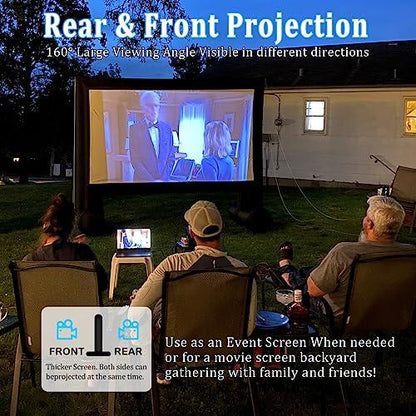 Inflatable Movie Screen, 15FT Blow up Movie Screen Outdoor Support Front & Rear Projector Screen Outside for Backyard Outdoor Movie Night Barbecue Pool Party Super Bowl Party with Blower and Carry Bag - CookCave