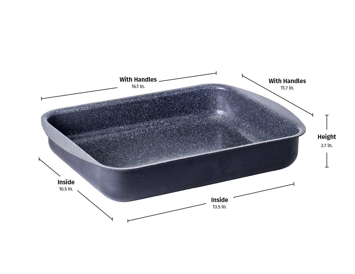 Ceramic Coated Roasting Pan/Lasagna Pan - With Natural Nonstick Coating, Safe For StoveTop and Oven Use / 14 x 10.5 x 2.7 inch - CookCave