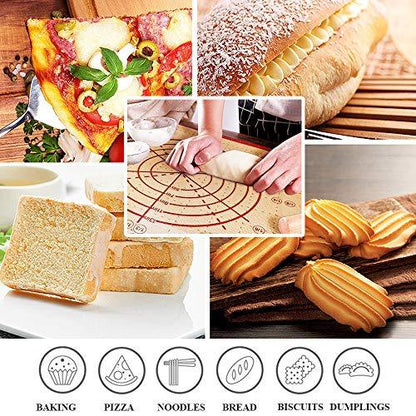 Silicone Baking Mat Pastry Mat Non Slip Non Stick Extra Large Bread Kneading Board with Measurements for Rolling Dough Thicken - CookCave