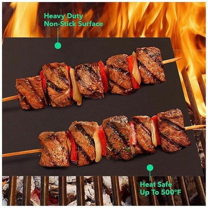 Grill Mat -Heavy Duty Grill Mats Non Stick, BBQ Outdoor Grill & Baking Mats - Reusable, Easy to Clean Barbecue Grilling Accessories - Work on Gas Charcoal Electric - CookCave