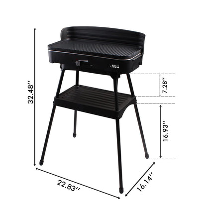 Artestia Outdoor Electric Grills Smokeless 2 IN 1 BBQ Grills Temperature Control Portable Removable 1500W Stand Grill for Cooking, BBQ Party, Black - CookCave