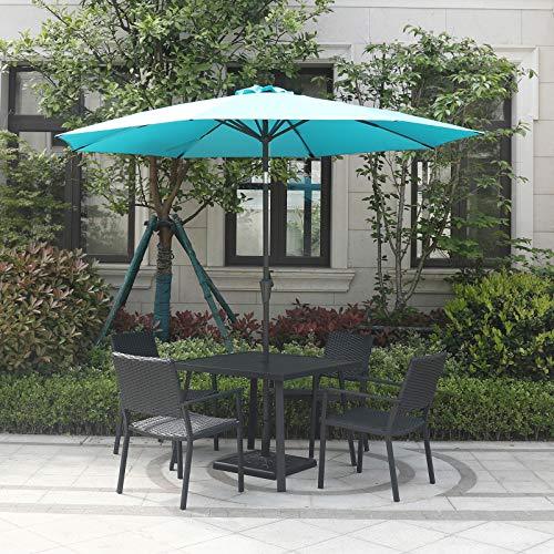 C-Hopetree Outdoor Dining Table with Umbrella Hole for Outside Patio, Metal, Square, Black - CookCave