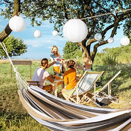 ROOITY Double Hammock Brazilian Hammocks with Portable Carrying Bag,Soft Woven Fabric, Up to 450 Lbs Hanging for Patio,Trees,Garden,Backyard,Porch,Outdoor and Indoor XXX-Large Brown&Grey Stripe - CookCave