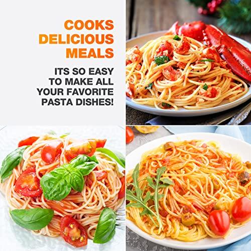 Microwave Pasta Cooker with Strainer Lid- Quick and Easy Cooks 4 Servings Spaghetti Cooker- No Sticking or Waiting For Boil- Perfect Make Pasta Every Time- For Dorm, Kitchen or Office - CookCave