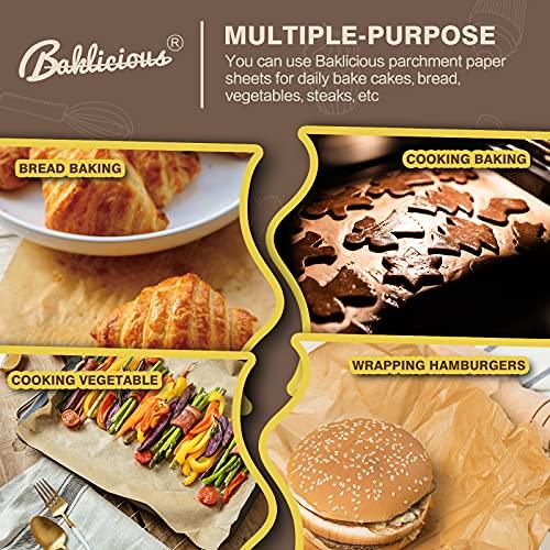 220 Pcs Unbleached Parchment Paper Baking Sheets, Baklicious Pre-cut Heavy Duty Parchment Baking Paper for Air Fryer, Oven, Bakeware, Steaming, Cooking Bread, CupCake, Cookies - CookCave