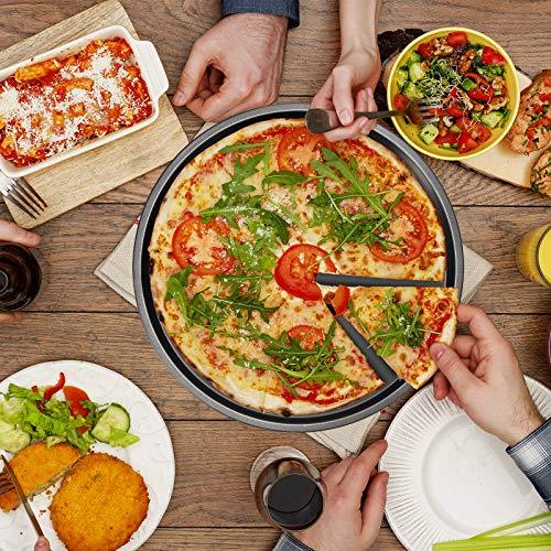 Senhuok Pizza Pan 3 Pack Round Pizza Board Carbon Steel Pizza Baking Pan Non-Stick Cake Pizza Crisper Server Tray Stand Pizza Stones Tools for Home Kitchen Oven Restaurant Bakeware Pizza Pan Sets - CookCave