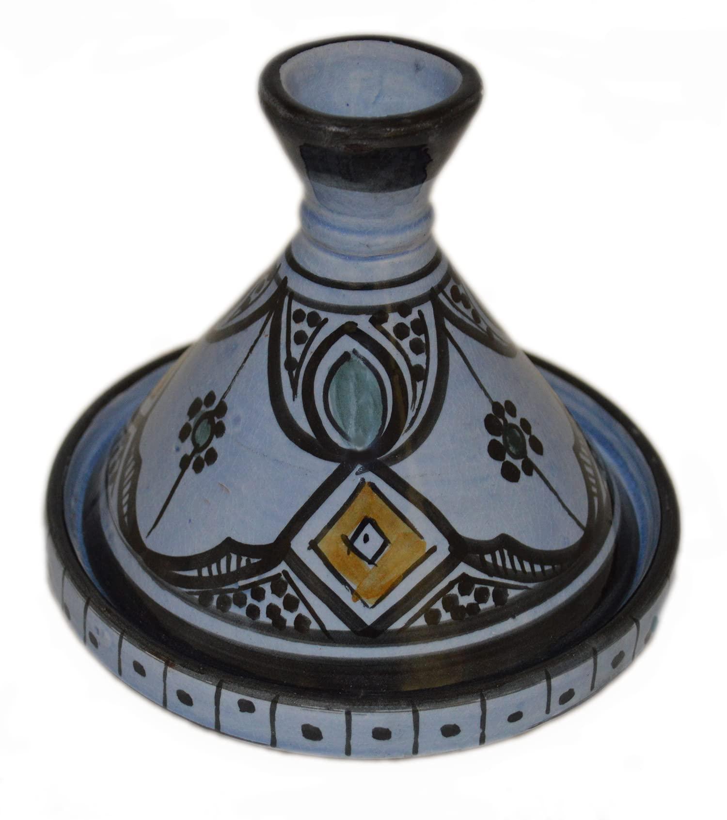 Moroccan Handmade Serving Tagine Exquisite Ceramic Vivid colors Original 6 Inches in Diameter - CookCave