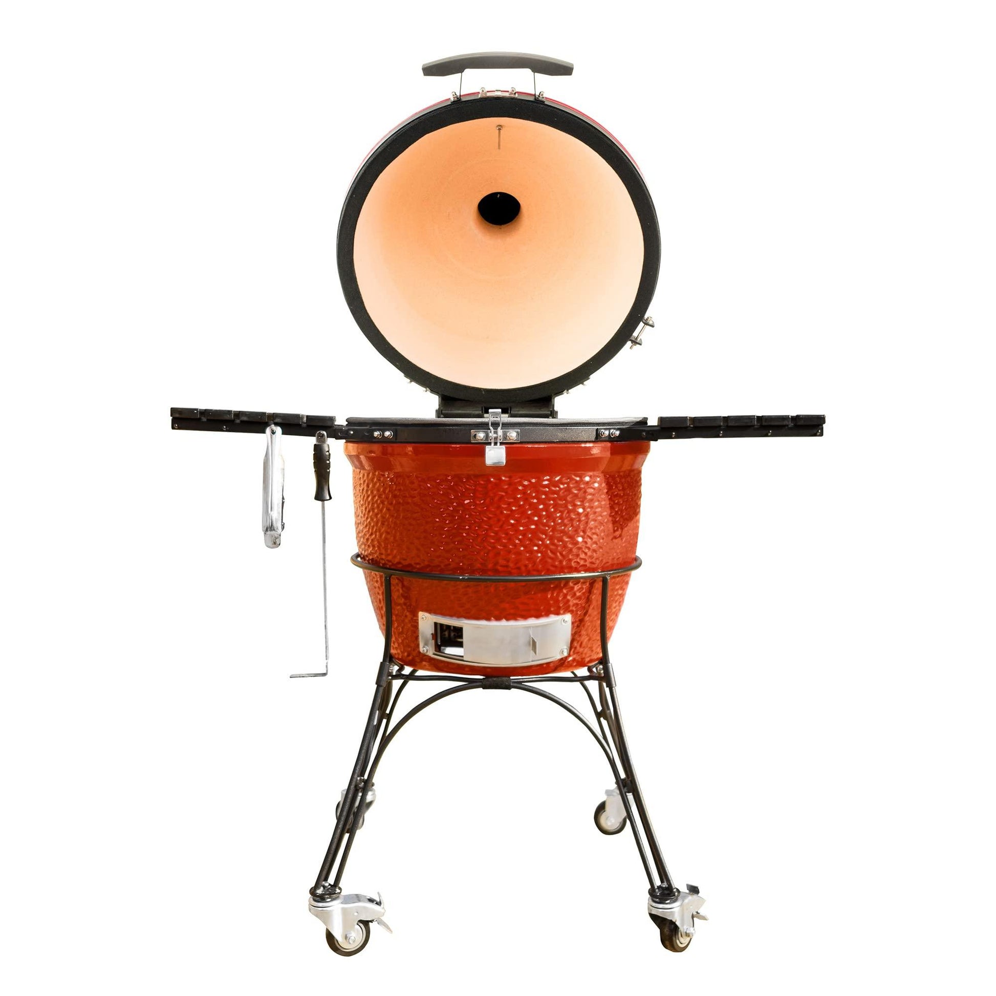 Kamado Joe KJ23RHC Classic Joe II 18-inch Charcoal Grill with Cart and Side Shelves, Blaze Red - CookCave