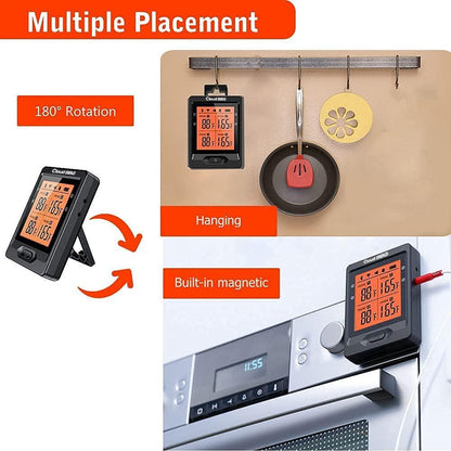 Cloud BBQ 500FT Wireless Meat Thermometer, Smart Rechargeable BBQ Thermometer with Four Probes, Bluetooth Meat Thermometer for Somker, Oven,Grilling, Cooking Turkey Fish Beef (FS-66) - CookCave