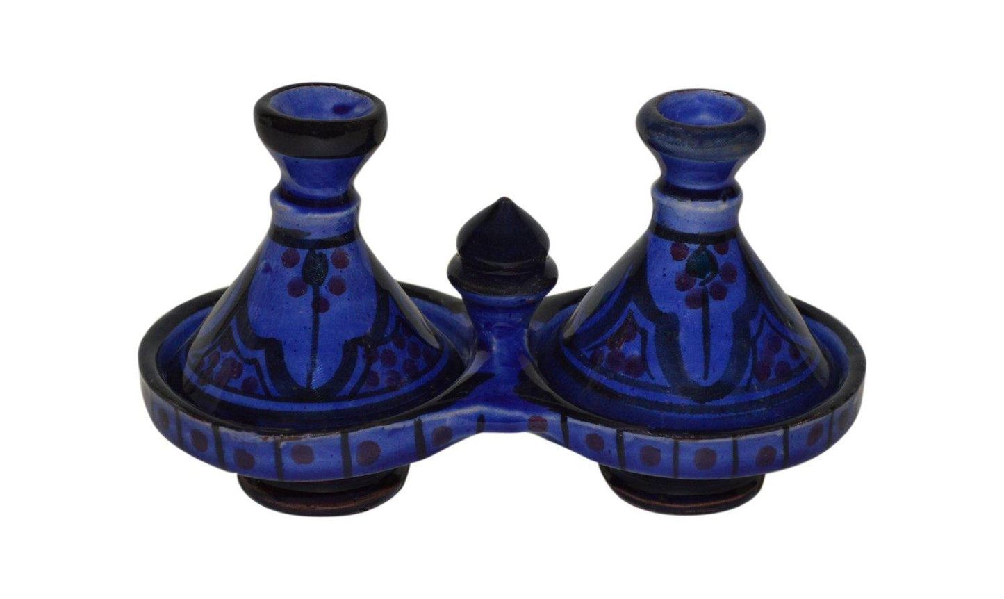 Moroccan Handmade Tagine Double Spice Holder seasoning Container - CookCave