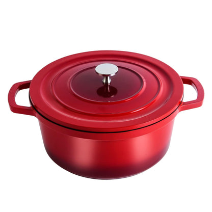 swiflon Dutch Oven Pot with Lid 6.8-QT Cast Aluminum Nonstick Casserole, Lightweight Cookware Braiser Pot Suitable for Meats, Soups, Bread Baking in Oven, Red - CookCave