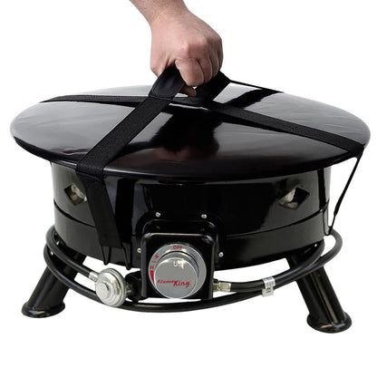 Flame King Smokeless Propane Fire Pit, 24-inch Portable Firebowl, 58K BTU with Propane Grip Scale, Self Igniter, Cover, & Carry Straps for RV, Camping, & Outdoor Living - CookCave