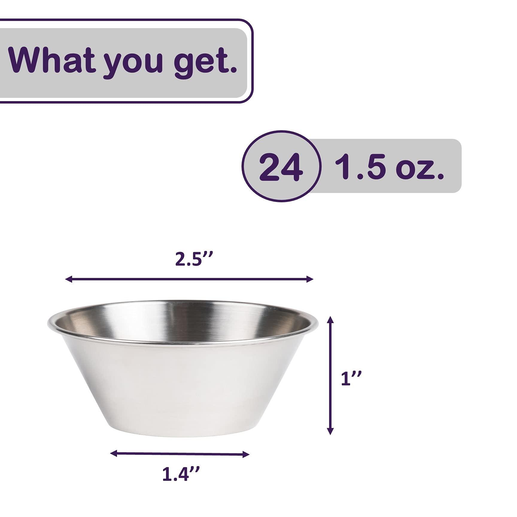 Small Sauce Cups, Stainless Steel Ramekin Dipping Sauce Cup, Commercial Grade Individual Round Condiment cups (24 of 1.5 oz.) - CookCave