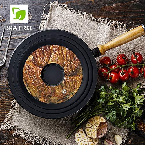 Pot Lid, Universal Small Pan Cover Skillets Tempered Glass Heat Resistant Silicone Rim, Replacement Lids Fits 6,7,8 Inch Cookware for Frying Pan, Crockpot, Cast Iron Skillet - CookCave