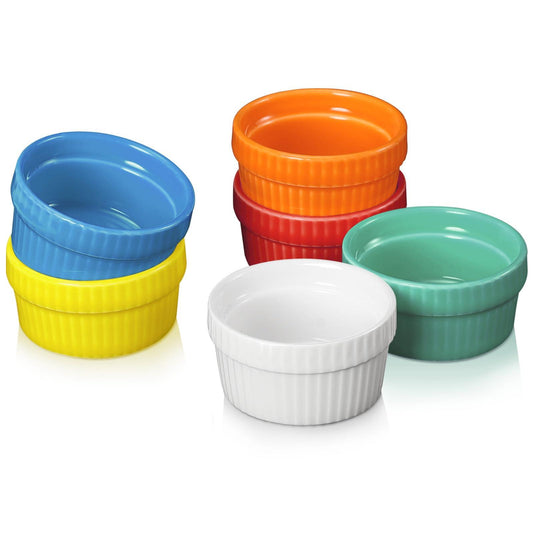 Mini Ramekins 1.5 oz, Vidalenta Dipping Sauce Cups Ceramic Tiny Ramekins Set of 6, Porcelain Souffle Dish Condiment Cups Small Bowls for Charcuterie Board, Microwave & Oven Safe, Multicolor - CookCave