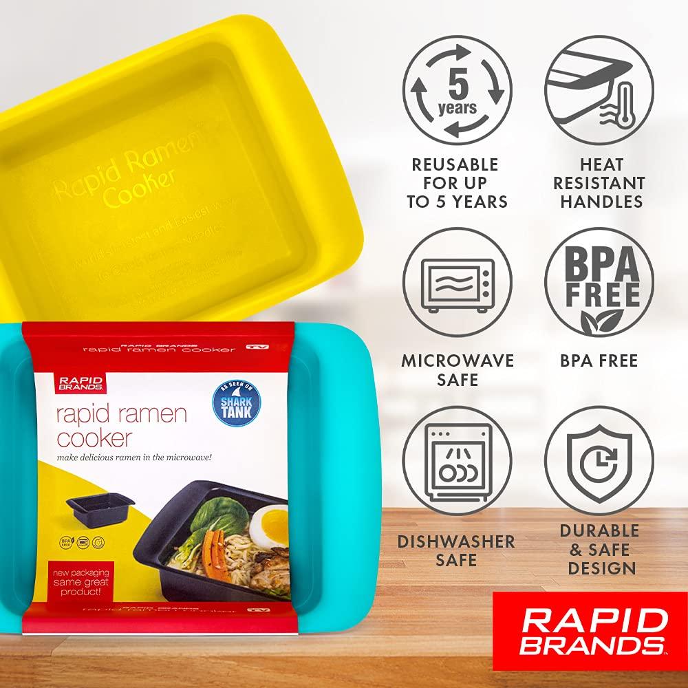 Rapid Ramen Cooker - Microwave Ramen in 3 Minutes - BPA Free and Dishwasher Safe | Perfect for Dorm, Small Kitchen, or Office (2-Pack,Black) - CookCave