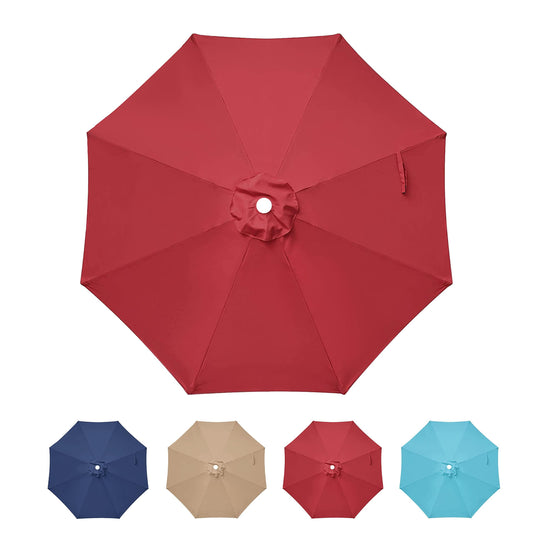 Simple Deluxe 9' Patio Outdoor Table Market Yard Umbrella Replacement Top Cover with 8 Ribs, 9ft Canopy, Red Canopy - CookCave