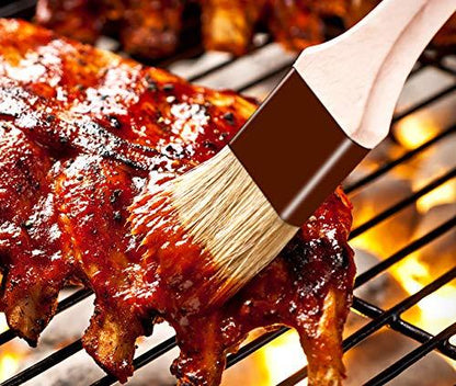 ACKLLR 3 Pack Pastry Brushes with Natural Bristles and Beech Wooden Handle, Basting Oil Brush for Grill BBQ Spreading Butter Cooking Baking Marinade Barbecue (1, 1.5, 1.8 Inches) - CookCave